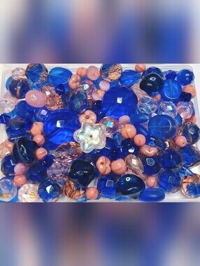 Czech glass loose beads 100pcs blue And Pink jewelry-making